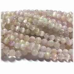 15.5" Veemake Natural Genuine Green Pink Purple Kunzite Spodumene Hiddenite Cat's Eye Round Loose Gemstone Beads  Necklaces Bracelets 6-12mm  08306