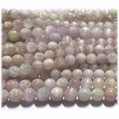 15.5" Veemake Natural Genuine Green Pink Purple Kunzite Spodumene Hiddenite Cat's Eye Round Loose Gemstone Beads  Necklaces Bracelets 6-12mm  08316