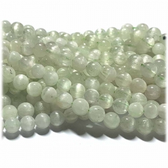 15.5" Veemake Natural Genuine Green Kunzite Spodumene Hiddenite Round Loose Gemstone Jewelry Beads Making Necklaces Bracelets  08298
