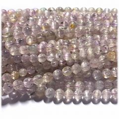 Veemake Natural Genuine Green Pink Purple Kunzite Spodumene Hiddenite Cat's Eye Round Loose Gemstone Beads  Necklaces Bracelets 6-12mm  08311