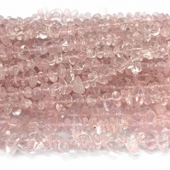 High Quality Natural Genuine Mozambique Clear Pink Crystal Star Light Rose Quartz Chip Necklace Bracelet Beads 3x8mm 08323