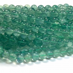 Genuine Natural Clear Green Fluorite Semi-precious stones Round Loose Beads 08329