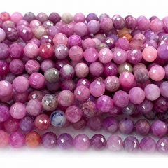 Natural Genuine Red Ruby Round Loose Gemstone Stone Faceted Beads Jewelry Design Necklace Bracelets 08332
