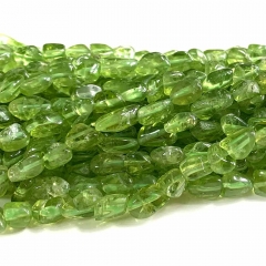 Natural Genuine Green Peridot Grand Nugget Free Form Fillet Irregular Pebble Loose Beads 15.5“ 08330