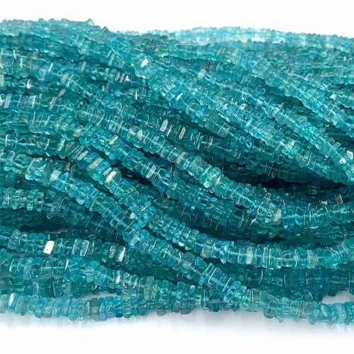 Natural Genuine  Clear Blue Apatite Fluorapatite Slice Irregular Square Chips Necklace Bracelet Jewelry Beads 08334