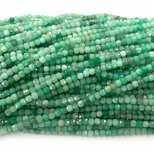 15.5 " High Quality Natural Genuine Gemstones Green Emerald Faceted Irregular Cube Small Making Necklaces Bracelets Jewelry Beads 08326