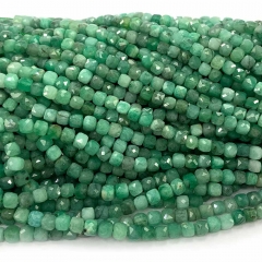 15.5 " Natural Genuine Gemstones Green Emerald Faceted Irregular Cube Small Making Necklaces Bracelets Jewelry Beads 08355