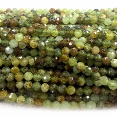 Veemake Natural Genuine Gemstones Yellow Green Garnet Tsavorite Round Faceted Small Making Necklaces Bracelets Jewelry Beads 08365