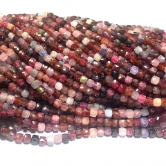 15.5 " Veemake Natural Real Genuine Colorful Yellow Pink Red Spinel  Irregular Cube Faceted Small Jewelry Beads 08361