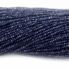 15.5 " Veemake Natural Genuine High Quality Dark Blue Sapphire Faceted Rondelle Bracelets Jewelry Loose beads 08359