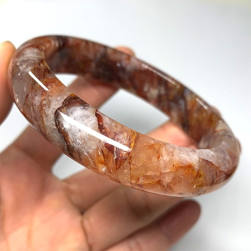Real Genuine Natural Clear Red Quartz Himalaya Crystal Bangles Bracelet Bangle 60.5mm 2.38 inch 08408