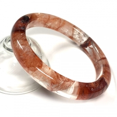 Real Genuine Natural Clear Red Quartz Himalaya Crystal Bangles Bracelet Bangle 62.5mm 2.45 inch 08409