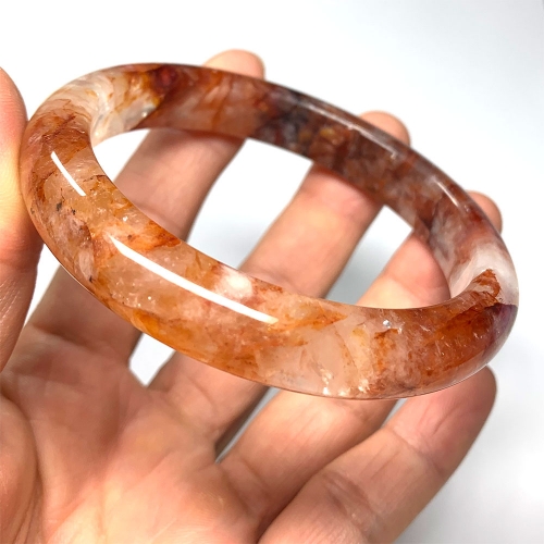 Real Genuine Natural Clear Red Quartz Himalaya Crystal Bangles Bracelet Bangle 61mm 2.39inch 08402