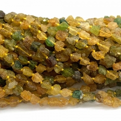 Natural Genuine Raw Mineral Yellow Green Tourmaline Nugget Free Form Loose Rough Matte Faceted Necklace Bracelet Jewelry Beads 08408