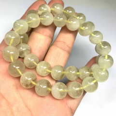 Natural Genuine Clear Yellow Libyan Meteorite Bracelet Bracelets Round Loose Beads 08424