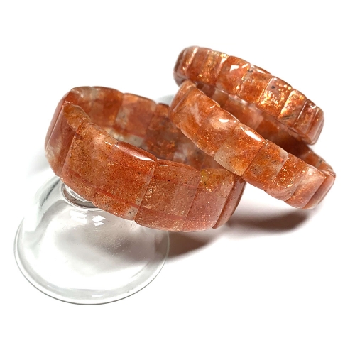 Natural Genuine Sanidine Orange Gold Sunstone Bracelet Bracelets Flat Rectangle beads 08429