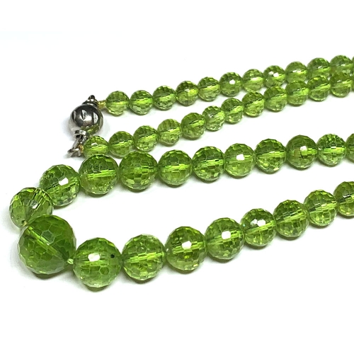 High Quality Grade Clear Green Peridot Necklace Necklace Faceted Round Beads 5.7mm- 11mm  08430