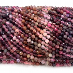 15.5 " Veemake Natural Real Genuine Colorful Yellow Pink Red Spinel  Round Faceted Small Jewelry Beads 08467