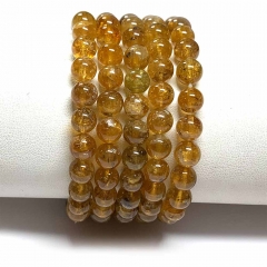 Natural Genuine Yellow Tourmaline Bracelet Bracelets Round beads 08450