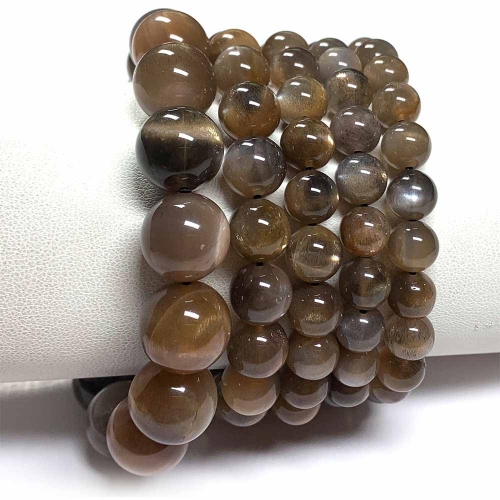 Veemake High Quality Natural Genuine Gold Black Sunstone Bracelet Necklace Round Loose Beads 08461