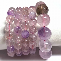 Natural Genuine Purple Red Pink Super Seven Super 7 Rosite Muscovite スーパー7 Melody Stone Bracelet Bracelets Round Beads 08459