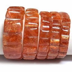 HIgh Quality Natural Genuine Sanidine Orange Gold Sunstone Bracelet Bracelets Flat Rectangle beads 08454