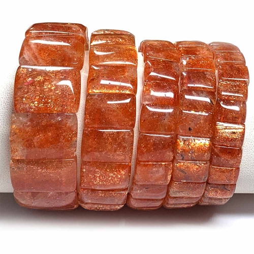 HIgh Quality Natural Genuine Sanidine Orange Gold Sunstone Bracelet Bracelets Flat Rectangle beads 08454