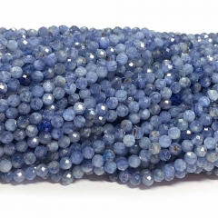 Veemake Natural Genuine Gemstones Blue Kyanite Round Faceted Small Making Necklaces Bracelets Jewelry Beads 08484
