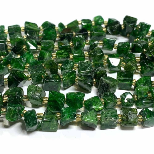Real Natural Genuine Green Chrome Diopside Free Form Cube Loose Jewerly Making Beads 08487