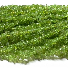 Natural Genuine Green Peridot Chip Necklace Bracelet Loose Jewelry Beads 3x8mm 08489
