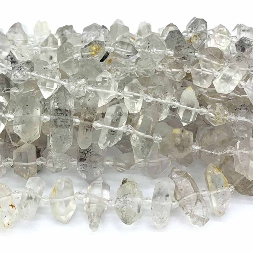 Natural Genuine Raw Mineral White Herkimer Diamond Energy Nugget Free Form Loose Hand Cut Faceted Necklace Bracelet Jewelry Beads 08496