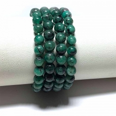 Veemake Natural Genuine Dark Green Emerald Bracelet Necklace Round Loose Beads 08499