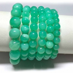 High Quality Natural Genuine Green Chrysoprase Bracelet Bracelets Round Loose Beads 08500