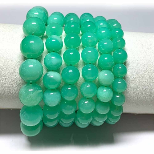 High Quality Natural Genuine Green Chrysoprase Bracelet Bracelets Round Loose Beads 08500