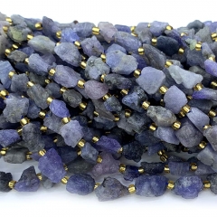 Natural Genuine Raw Mineral Blue Purple Tanzanite Nugget Free Form Loose Rough Matte Faceted Beads 08524
