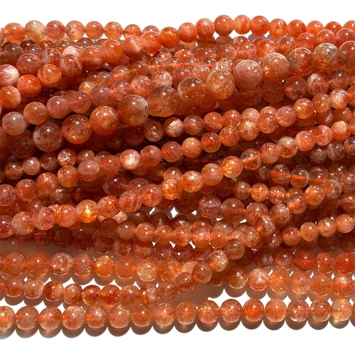 Natural Genuine Orange Gold Oligoclase Sanidine Sunstone Round Loose Beads 4mm 15.5" 08510