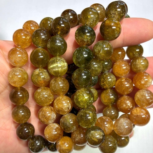 Natural Genuine Yellow Tourmaline Bracelet Bracelets Round beads 08519