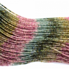 15.5 " Veemake Natural Genuine Yellow Green Pink Blue Tourmaline Faceted Small Edge Cube Loose Jewelry Beads 08537