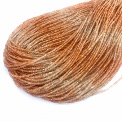 15.5 " Veemake Natural Genuine Sanidine Gold Sunstone  Faceted Small Edge Cube Loose Jewelry Beads 08533