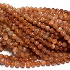 Natural Genuine Orange Gold Oligoclase Sanidine Sunstone Round Loose Beads 4mm 15.5" 08525