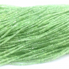 15.5 " Veemake Natural Genuine Clear Green Prehnite Faceted Small Edge Cube Loose Jewelry Beads 08532