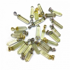 Natural Genuine Clear Yellow Libyan Meteorite Double Graduated Pendant Beads 08428