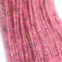 15.5 " Veemake Natural Genuine Pink Morganite Faceted Small Edge Cube Loose Jewelry Beads 08526