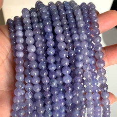 16" Veemake Natural Genuine Purple Blue Tanzanite Round Loose Gemstone Jewelry Beads Making Necklaces Bracelets  08556