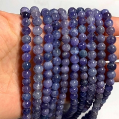 16" Veemake Natural Genuine Purple Blue Tanzanite Round Loose Gemstone Jewelry Beads Making Necklaces Bracelets  08548