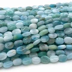 High Good Quality Natural Genuine Blue Larimar Flat Oval Jewelry Making Loose Beads 08564