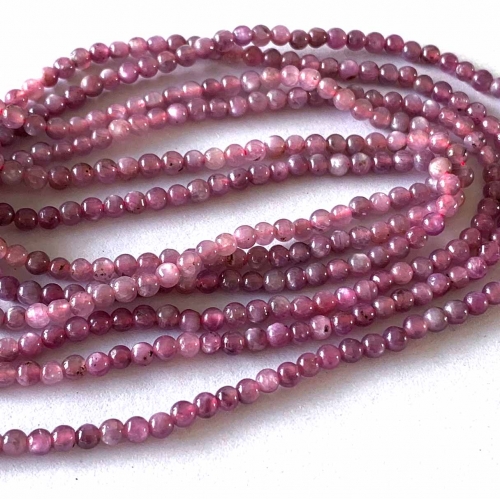 Natural Genuine Pink Star Light Ruby Round Jewellery Loose Necklace or bracelet Small Beads 3mm 08570