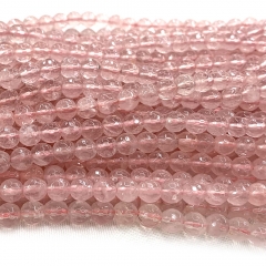 AAA High Quality Natural Genuine Clear Rose Quartz Pink Crystal Round Jewellery Loose Ball Faceted Beads 6mm 15.5" 08573