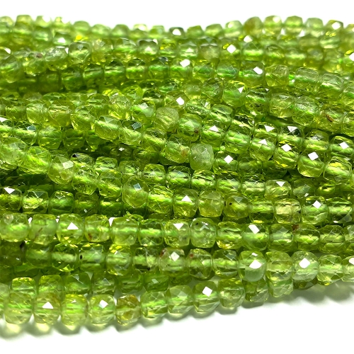 15.5 " Veemake Natural Stone Genuine Gemstone Green Peridot Cube Faceted Jewelry Necklaces Bracelets Loose Small Beads 08576