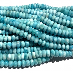 High Quality Natural Genuine Dominican Blue Larimar Loose Gemstone Rondelle Jewelry Necklace BraceletBeads 08575